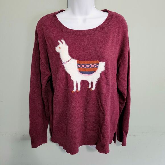 Sundance Llama Long Sleeve Burgundy Sweater Wool Blend size Medium - Picture 1 of 7